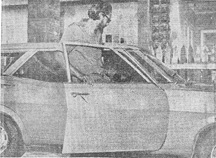 Josh Ramsammy, in a Sunday Graphic picture on January 2, 1972, about to enter the car in which he was shot three months earlier