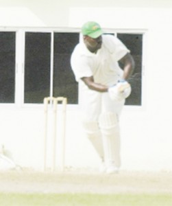  Guyana’s wicketkeeper/batsman Darwin Christian gathers runs through the on side during his maiden first class century scored against Jamaica at the Guyana National Stadium, Providence last Sunday. ( Aubrey Crawford photo)