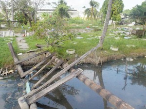 Not much of a bridge now over the Lamaha railway embankment trench