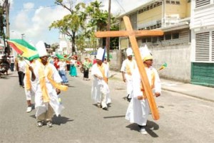 This Body of Christ Religious mash band took to the Streets in yesterday’s annual Mashramani Float Parade.   (Photo by Jules Gibson)