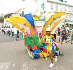 This Region Five costume representing the region’s growth was part of yesterday’s annual Mashramani Float Parade. 