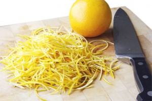 Match-stick-cut rinds for Marmalade. (Photo by Cynthia Nelson) 