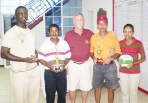 From left to right: Gavin Todd, Mike Mangal, Chief Executive Officer of General Equipment Renger Van Dyke, Colin Ming (winner) and  Christine Sukhram. 