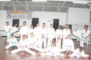 The 16 karatekas who skipped belts at Monday’s grading examinations. 