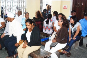 Persons waiting yesterday morning at the Marriage Section of the General Registrar’s Office.  