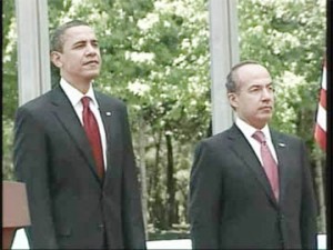 Obama arrives in Mexico.