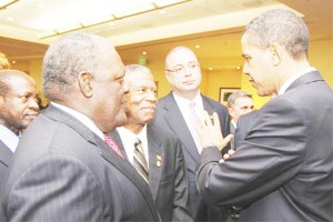 US President Barack Obama (right) with Caribbean leaders. 