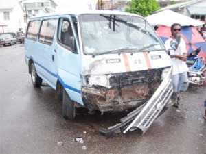 The Route 48 minibus which was hit by the hire car. 