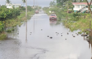 A section of the road under water during the recent flood 
