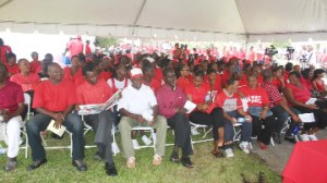 A section of the crowd at the GTUC May Day Rally at the Critchlow Labour College, Woolford Avenue yesterday.   
