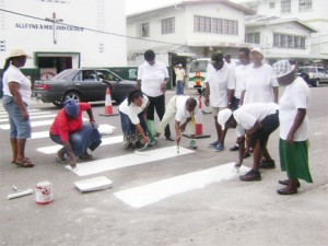 Mother’s Day gift to pedestrians: In commemoration of Mother’s Day yesterday and to celebrate their third anniversary, these women from the Star of Lebanon, Chapter Three opted to repaint this road crossing on Regent Street.  