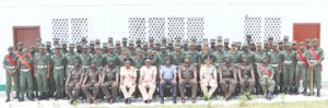 Some of the joint services top brass (seated) pose with the new cadets. (Photo courtesy of the Guyana Defence Force)