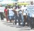 Former employees of Premium Security Services protesting outside the CLICO Head Office.