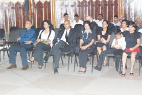 Family members at the funeral yesterday