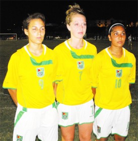 Goal scorers for Guyana: from left to right - Ashley Rodrigues, Justine Rodrigues, Rehana Murani. 