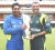 The rival captains pose with the ICC World Twenty20 trophy on the eve of the final. 