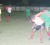 GDF’s Warren Gilkes (R) and Camptown Telston McKinnon (centre) battle for possession under the close watch of referee Otis James at the Tucville Playfield. (Orlando Charles Photo)  