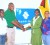 From left to right are Rendy Murray, President of Guyana Blind Cricket Association (GUYBCA) Mark Harper, and  Communications and Public Relations Officer of Republic Bank Jonelle Dummett.