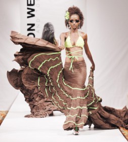 Catwalk Diva Meleesa Payne models a Sonia Noel design