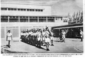The voluntary Cadet Corps march off to camp, 1962