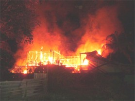 The raging fire engulfed the Black Face hotel, disco and bar