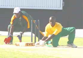 Photo Caption- Clean sweep by Jamaican batsman Jason Ricketts as he directs the ball to yet another boundary against the home side. 
