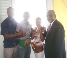 Let’s get it on! From left are Carwyn Holland, Leon Moore, Shondel Alfred and Stanford Solomon (Rawle Toney photo)  