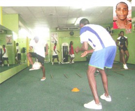 ON THE BALL! Walter Moore during training at a gym in San Juan, Trinidad and Tobago (Rawle Toney Photo)  (Inset Walter Moore)   