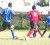 Part of Sunday afternoon’s action between Tutorial Academy and Diamond Elvin Secondary School at Scote Primary School ground in New Amsterdam.