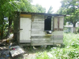 One of the shacks which was searched by police yesterday morning in connection with the Rorhema Dookie kidnapping. It is located behind the shack that she was reportedly held in. The suspect who was arrested is linked to both structures. 
