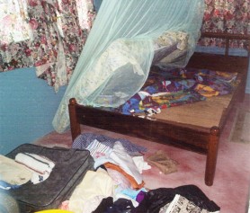 One of the bedrooms that the armed bandits ransacked yesterday afternoon. 