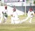 Trevon Griffith (right) tucks one around the corner to take him to his half century on day one of the GCB Inter-County Four-day Berbice/Rest Team showdown at the Demerara Cricket Club ground. (Orlando Charles photo)     