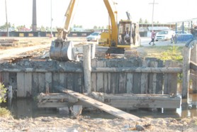 Construction work ongoing for the new bridge at Pigeon Island, ECD.   