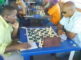 Ronuel Greenidge defeated Chino Chung during their encounter last Sunday in the Senior category of the National Qualification Chess Tournament currently underway at the Kei-Shar’s Sports Club. 