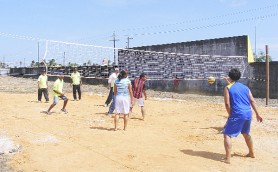 Some of the volleyball action at the Better Hope Community Centre ground during the Day of Interaction.