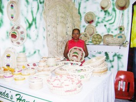 Amanda Mahadeo displays her handicraft at the Sophia Exhibition Centre for GuyExpo 2009. (Photo by Gaulbert Sutherland).   