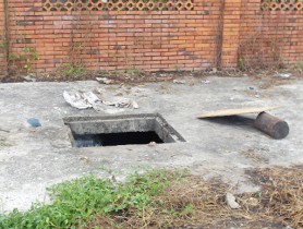 The hole from where the unidentified body of a man was pulled yesterday.  