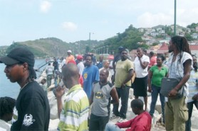 A section of the crowd that flocked the cruise ship terminal, St. George’s, Grenada yesterday to get a glimpse of the Island Princess which was found drifting nearby the day before. (Photo courtesy of Karol Maitland, MTV Grenada, WI) 