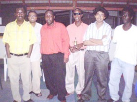 The 2009 National Chess Championships begin next weekend in a junior and senior category. Six of the qualifiers for the senior segment of the Championships are pictured here. From left: Brian Thompson, Omar Shariff, Ronuel Greenidge, Wendell Meusa, Taffin Khan and Learie Webster. The other qualifier who is not in the photo is Chino Chung.  National champion Kriskal Persaud did not play the qualifying tournament. He has been seeded directly to the finals where he would have the opportunity to defend his title.