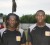 Alpha United  goalscorers Abassy Mc Pherson, left and Wendell St Hill. (Orlando Charles photo)