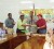General Manager of the Guyana Rice Development Board, Jagnarine Singh (third from left) shakes hands with Head of the Corporation of Supplies and Agricultural Services (CASA) of Venezuela, Colonel Rudolpho Marco Torres after signing the rice purchase agreement last evening. At centre is Minister of Agriculture, Robert Persaud while standing (second from left) is Chairman of the Board of Directors of the GRDB, Nigel Dharamlall. 