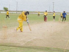 The Jamaicans had a thorough net session yesterday at the Guyana Defence Force ground at Camp Ayanganna. They face defending champions Trinidad today in the biggest match of the opening round. (Aubrey Crawford photo)
