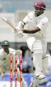 Flash back! Shivnarine Chanderpaul plays the shot against Australia last year at the Kensington Oval which pushed him passed Viv Richards last year to become the West Indies second highest runs scorer.  