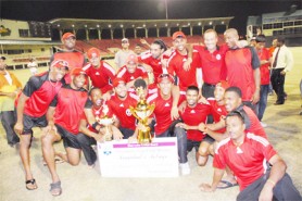 The victorious Trinidad team celebrate its  victory over Guyana (Aubrey Crawford photo)