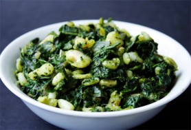 Fried (sauteed) Callaloo & Shrimp (Photo by Cynthia Nelson)