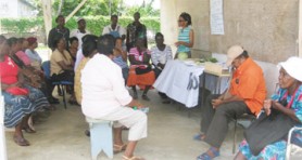 Audrey Moffat, Community Nutrition Officer at the ministry lectures to diabetes patients at the Fort Wellington Hospital.