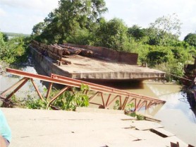The collapsed bridge at Jackson Creek