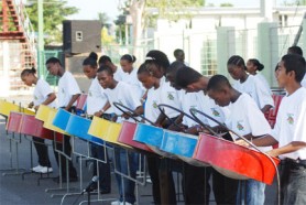 The National Schools’ Steel Orchestra performing at the launch of the National Schools’ Choir and Steel Orchestra  