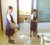 Daily ritual: Two students of the Aishalton Primary School in the Deep South Rupununi sprinkling water on the floor of their classroom to keep the dust down.  