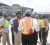 Minister Robert Persaud (third from left) interacts with engineers and other GuySuCo personnel at the construction site of the new Enmore packaging plant yesterday. 